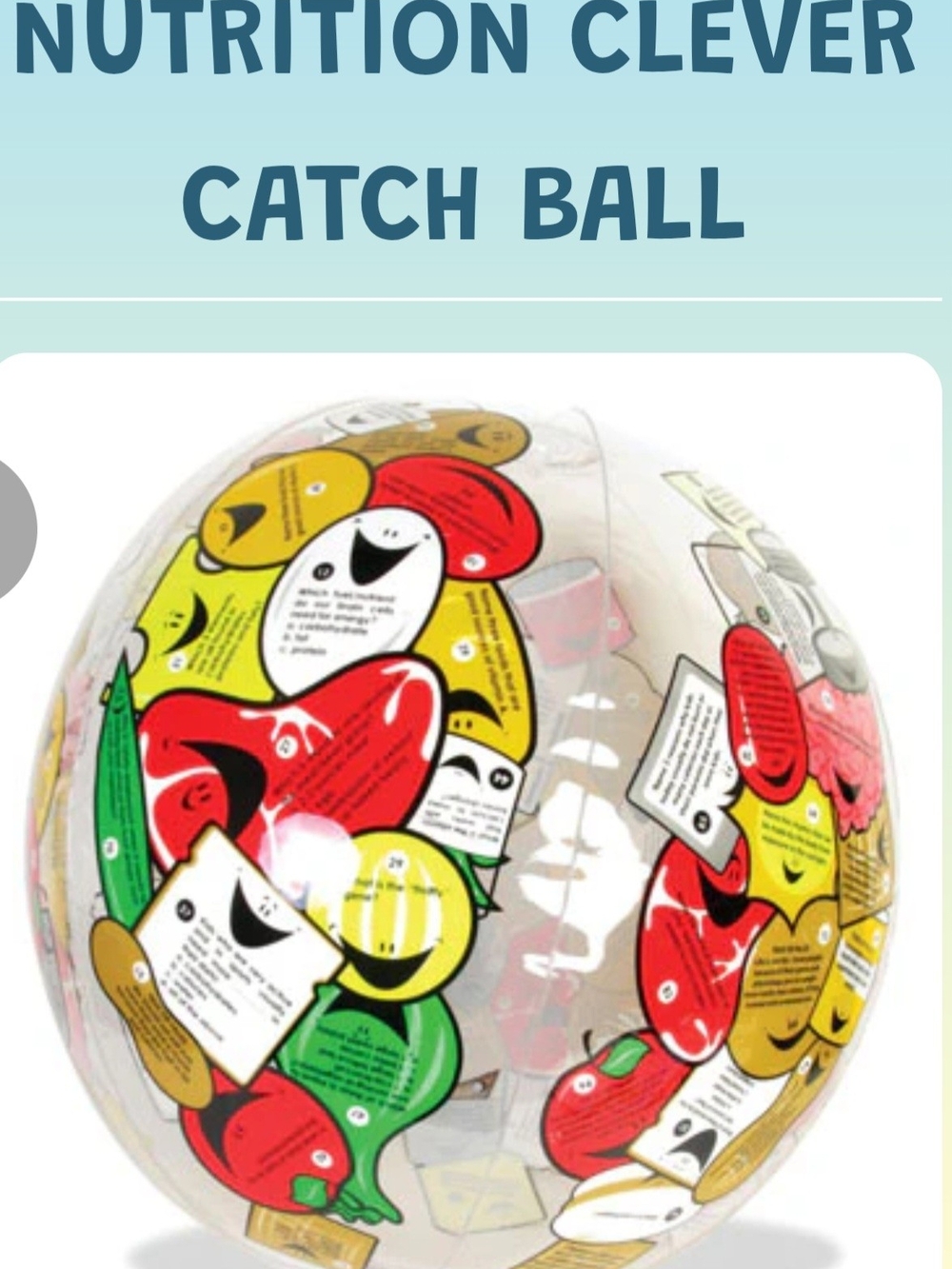 Clear Inflatable Catch Ball with Colorful Fruit Graphics